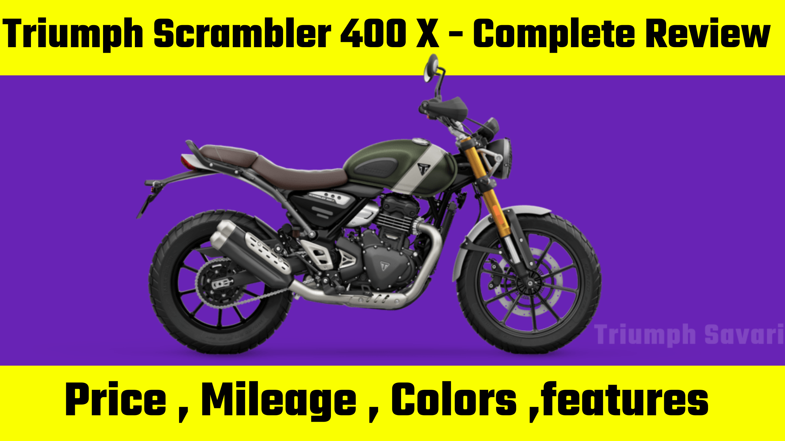 This is the cover page of the blog post Triumph scrambler 400 X complete review.